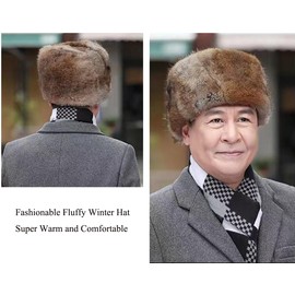 Men Women Faux Fur Trapper Hat Windproof Cossack Hat Ushanka Russian Hats Trooper Winter Bomber Hat Beanies Cap Thermal Hat Thickened Fleece Hat Fluffy Ear Warmer Hat Cycling Hunting Ski Cap Hood Hat