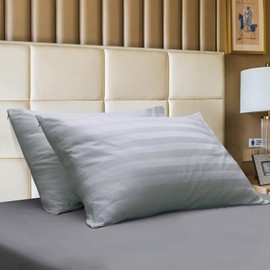 Pillow Cases Standard Size, 100% Egyptian Cotton Pillow Protectors with Zipper, 400 Thread Count Sateen Weave Grey Pillowcases Standard Size Set of 2, Premium Quality Pillow Covers for Home/Hotel