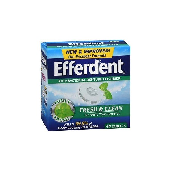 Efferdent Retainer Cleaning Tablets, Denture Cleaning Tablets for Dental Appliances, Minty Fresh & Clean, 44 Count, (Pack of 3)