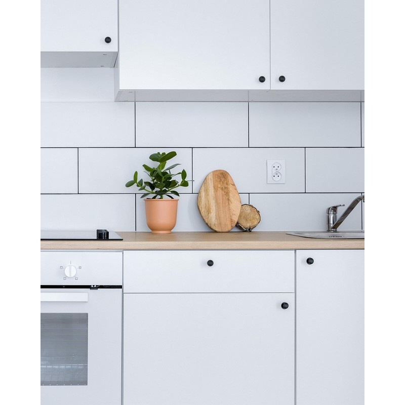 MeBantoo 5 Pack Black Self-Adhesive Cabinet Knobs, Self-Stick Hardware Kitchen