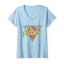Damen Alani Name, Retro-Dreieck, personalisiertes Geschenk T-Shirt mit V-Ausschnitt