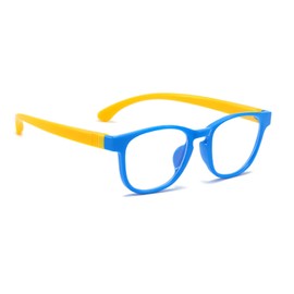 Plimbin Blue Light Blocking Glasses for Kids, Children's Computer Glasses Gaming Glasses Anti-Blue Light for Age 4-13, Anti UV400 & Eyestrain, for Children Boys Girls (Blue+Yellow)
