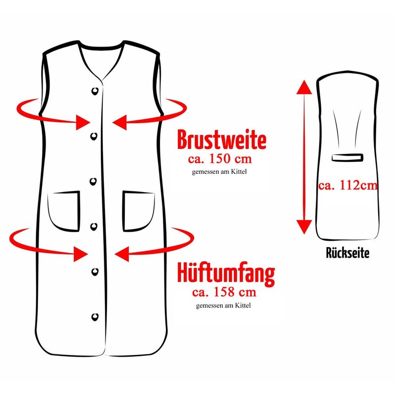 Damenkittel Kittel Schürze Hauskleid ohne Arm Baumwolle bunt, Farbe:Dessin 2,