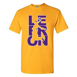 Beach Open L23 Fan Wear 23 LA Basketball DT Adult T-Shirt Tee (Medium,Gold w/PrWh)