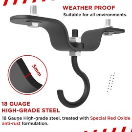 PUNCH BAG CEILING HOOK by Athletics Gear | 18-guage Heavy Duty Bracket with D-Shackle Swivel & Fixings (5.5" Ceiling Hook)