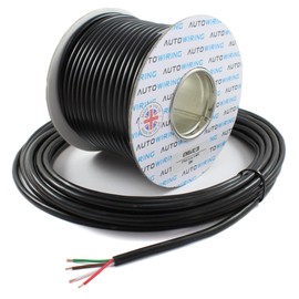 Automotive 4 Core Cable 12v 24v Thin Wall Multistrand Wire RED BROWN WHITE GREEN (1.5mm² 21Amps, 5 Meter Coil)