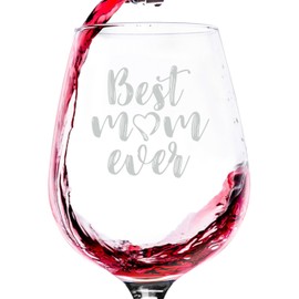 Best Mom Ever Wine Glass - Unique Christmas Gifts for Mom, Women, Wife - Xmas Best Mom Gifts from Daughter, Son, Husband, Kids - Top Birthday Present Idea for New Mother, Her - Fun Novelty Wine Gift