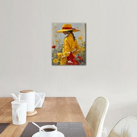 TISHIRON Blumenfeld Paint by Numbers for Adults, Woman in Yellow Dress, DIY Adult Painting by Numbers Kits on Canvas, Acrylic Painting, Drawing with Brushes, Oil Painting, 16 x 20 Inches