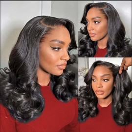 Devonia Body Wave Lace Front Wigs Human Hair Pre Plucked 13x4 HD Lace Frontal Wigs Human Hair 180 Density 18 Inch
