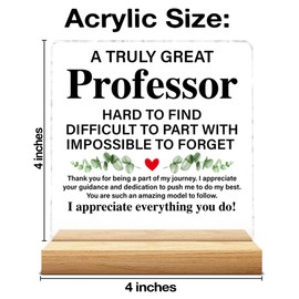 Professor Gifts for Women Men, Thank You Gifts for Professor Appreciation Acrylic Plaque Sign with Wooden Stand Home Office Decor