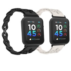 Compatible with ITOUCH AIR 4 Bands, 20mm, 24mm Elastic Silicone Hollowed Out Replacement Straps Compatible with iTouch Sport 4, Sport 3, AIR 3 40MM, Air 3 44mm, AIR 4 41mm, Air 46mm Smartwatch (2 Pack-Black+Beige, 24mm size band)
