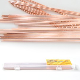 XIFOWE 45Pcs Copper Brazing Rods, (5/64" x 9.8") BCuP-2 Phosphor Copper Solder Welding Rods, Round Phosphor Bronze Welding Rods Industry Grade for Air Conditioners, Refrigerators, Metal Brazing, etc.