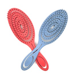 Haarbürste gegen Ziehen, entwirrend, reißfest, für trockenes und nasses Haar, umweltfreundlich, aus Weizenstroh, für alle Haartypen, Damen, Herren und Mädchen (Coral)