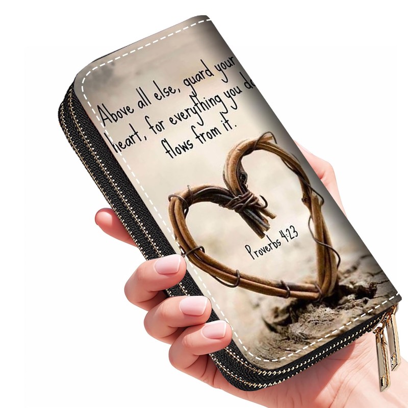 BWOOLL Quote Bible Verse Proverbs 4:23 Print Wallet for Women