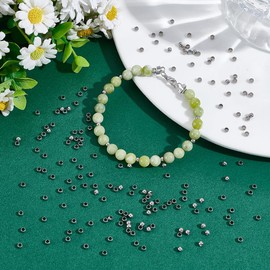 UNICRAFTALE Pack of 500 Round Crimp Beads, Metal Spacer Beads, Bracelet Beads, Stainless Steel Beads, Tiny Rondelle Crimp Beads, Small, Loose, Smooth Beads for DIY Necklace Making, 3 x 2 mm