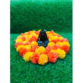 Gavya International Dark Orange & Orange Artificial Marigold Flowers 5 String Indian Decor Garlands Christmas Decor,Home Decor Genda phool mala 5 Feet Long,Parties,Multi (Pack of 5) (GABV85-1012)