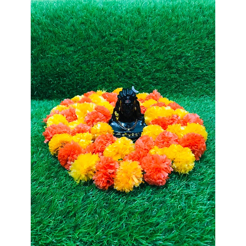 Gavya International Dark Orange & Orange Artificial Marigold Flowers 5