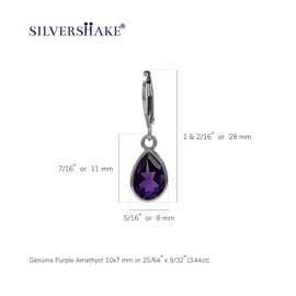 Silvershake 3.44ct. African Amethyst 925 Sterling Silver Heart Victorian Style Drop Dangle Leverback Earrings