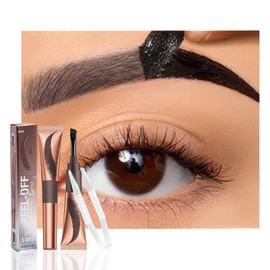 2Pcs Eyebrow Tattoo Peel Off Tint Gel for Women, Grey Peel Off Eyebrow Tint with 150°Small Curved Tray with Tweezer, Last Up to 5 Days, Waterproof, Fuller & Defined Looking Brows (Grey)