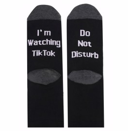DRASEX Men's Funny Novelty Socks Do Not Disturb I'm Watching Tiktok Dress Sock for Men Women Boy Unisex Fun Saying Crew Socks