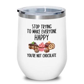 Flairy Land Candy Making White Edition Wine Tumbler 12oz - Not Chocolate - Kid Party Birthday Adult Club Bar Drinker