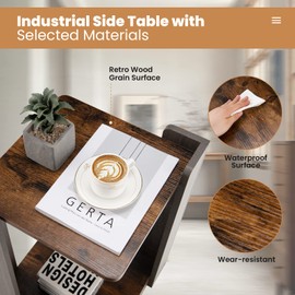 Giantex End Table, 2-Tier Side Table w/Open Storage Shelf, Square Sofa Side Table for Small Space, Nightstand Bedside Table for Bedroom, Rustic Coffee Accent Table for Living Room