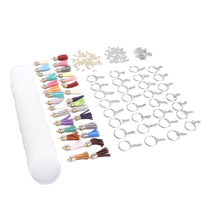 200pcs Acrylic Key Ring Kit 30 Acrylic Blank 30 Key