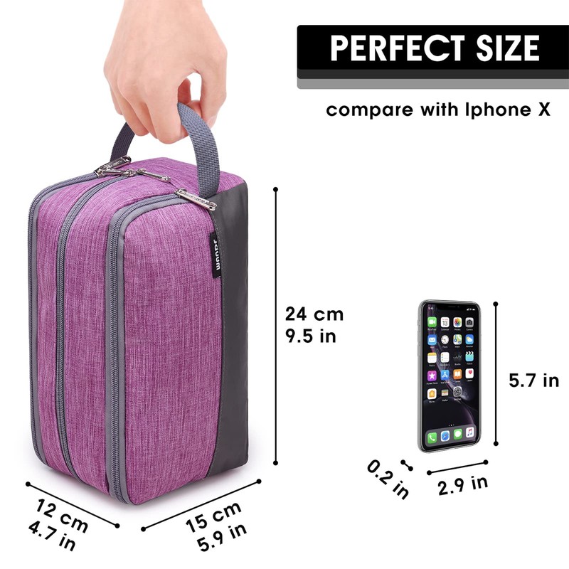WANDF Toiletry Bag Water-Resistant Nylon Travel Wash Bag Lightweight Dopp