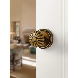 MRML Passage Door Knobs Antique Brass Retro Door Knob, Closet Hallway Pantry Interior Vintage Door Knob, Aluminium Alloy Knob 1 Pack