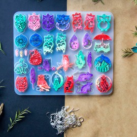 KOTEDUA Keychain Resin Molds Silicone with Hole, Owl UV Resin Jewelry Mold, Epoxy Resin Molds for Keychain Pendant Jewelry Making Molds for Epoxy Resin Earring Mold, Earrings, Necklace