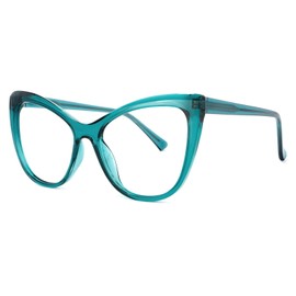 Zeelool Stylish TR90 Oversized Cat Eye Glasses with Non-prescription Clear Lens for Women Shelby OT414973-03 Blue