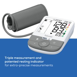 Beurer Beurer BM 53 Oberarm-Blutdruckmessgerät, made in Europe, klinisch validiert, Erkennung von Vorhofflimmern (AFib) zur Schlaganfallprävention, mit Risikoindikator, für Armumfänge von 22-42cm, XL-Display