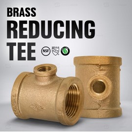 CSSU0340 3/4'' x 1/4''-Inch Reducing Tee Two Size with Female Threaded Connections Ends, Brass Construction, Higher Corrosion Resistance Economical & Easy to Install, 14