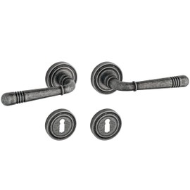 Beschläge Hamburg Door Handles Door Fitting Emily ART 70-07Z DAS BB - Door Handles with Deadlock Rosettes for Room Doors - Door Handle for Interior Doors, Dark Antique Steel