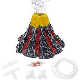 Moonorange Aquarium Air Bubbler Decoration Kit, Fish Tank Air Stone Set, Realistic Volcano Ornaments with Full Accessories. (Volcano Kit-S)