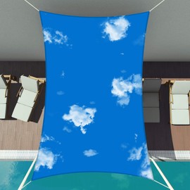 Patio Paradise 7' x 15' Waterproof Sun Shade Sail Rectangle with Hardware Kit, Sky Blue Shade Canopy UV Block Awning Cloth Outdoor Patio Covers for Garden Backyard Pergola