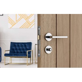 Designer Levers - Scylla Lever on Rose Door Handle - Sleek Design - Polished Chrome - 1 Pair - Fixings Included - Interior Use