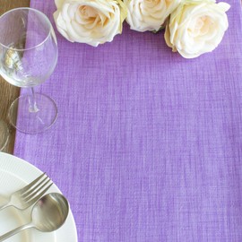 The White Petals - Camino de mesa largo de lavanda (33 x 274 cm, 1 unidad, ribete de volantes) con forro de tela | correctamente acabado | para el hogar, cocina, comedor, vacaciones, decoración de fiesta de boda