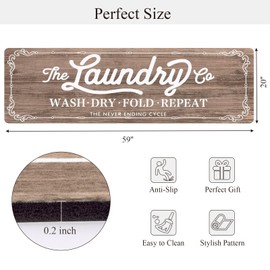 Pauwer Farmhouse Laundry Room Rug Runner 20"x59" Rubber Non Slip Kitchen Mats for Floor Waterproof Laundry Area Rug Washable Floor Carpet Runner for Entryway Bathroom Hallway Mudroom