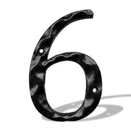 House Numbers for Outside - Cast Iron Home Address 5.5 Inch Metal Mailbox Number 6 - Black