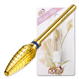 Pana 3/32" Safety Bit Nail Carbide Bit - For Electric Dremel Drill Machine (Medium, Large Cone - Gold)