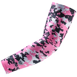 Stromguard Compression Sports Arm Sleeve Digital Camo Baseball Football Basketball - (One Arm Sleeve) (Youth Medium, #5 - Pink-Black-White)