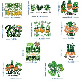 10 Sheets ST Patricks Day Iron on Transfers, DTF Transfers Ready to Press, ST Patricks Day Pathes for T-Shirts, Canvas Bag, Pillow, Hoodie DIY Crafts