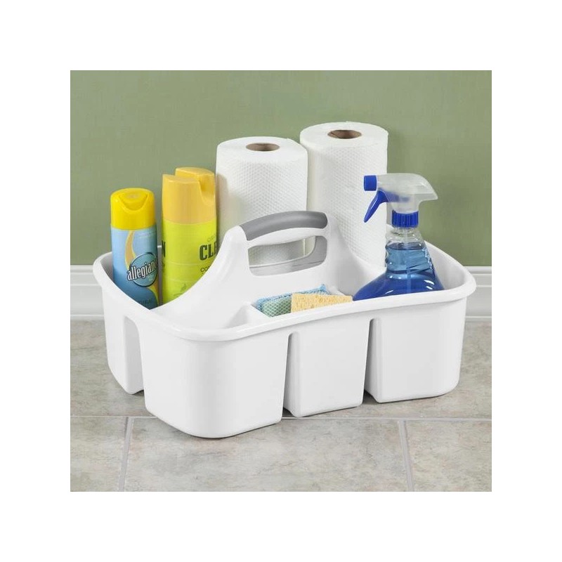 Sterilite Plastic Divided Portable Cleaning Supplies Caddy Organizer Basket