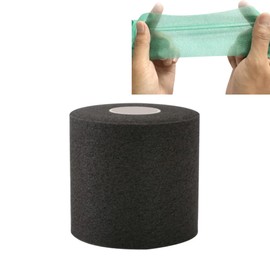 7cm x 27m Elastic Sports Tape Ankle? Calf Cushion Foam Membrane Badminton Racket Grip Anti-Vibration Underwrap Badminton Athletic Protective Tape Breathable Underwrap Reusable (Black)