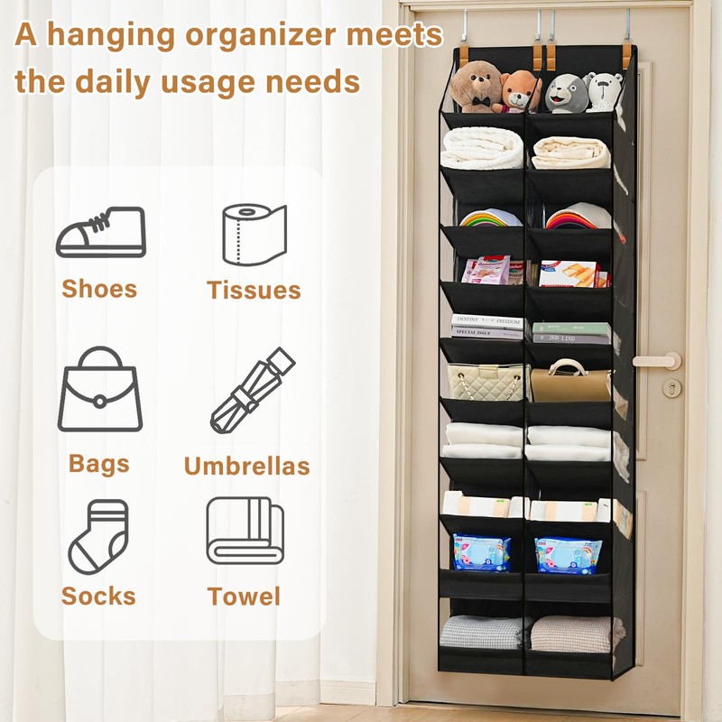 Euct 20-30 Pairs Over the Door Shoe Organizer, 10-Tier Hanging