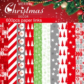 MIAHART 600Pcs Merry Christmas Paper Chains Festive Craft Paper Links for Festive Party Decorations