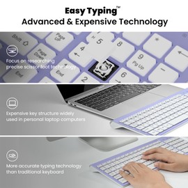cimetech Wireless Keyboard and Mouse Combo, Compact Full Size Wireless Computer Keyboard and Mouse Set 2.4G Ultra-Thin Sleek Design for Windows, Computer, Desktop, PC, Notebook - Purple