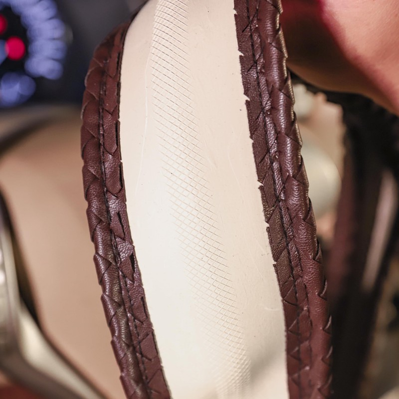 Men Steering Wheel Cover Leather for Car Brown Hand-Made Wheel