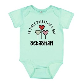 TATY Kids My First Valentine's Day Sebastian Baby Infant One Piece Bodysuit 18 Months Chill Blue